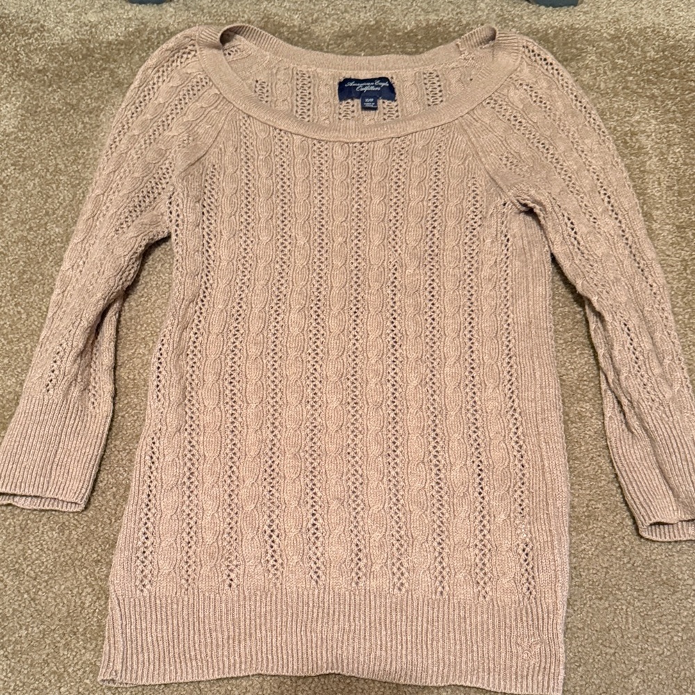 American Eagle Outfitters Women's Cable Knit Sweater - Light Brown